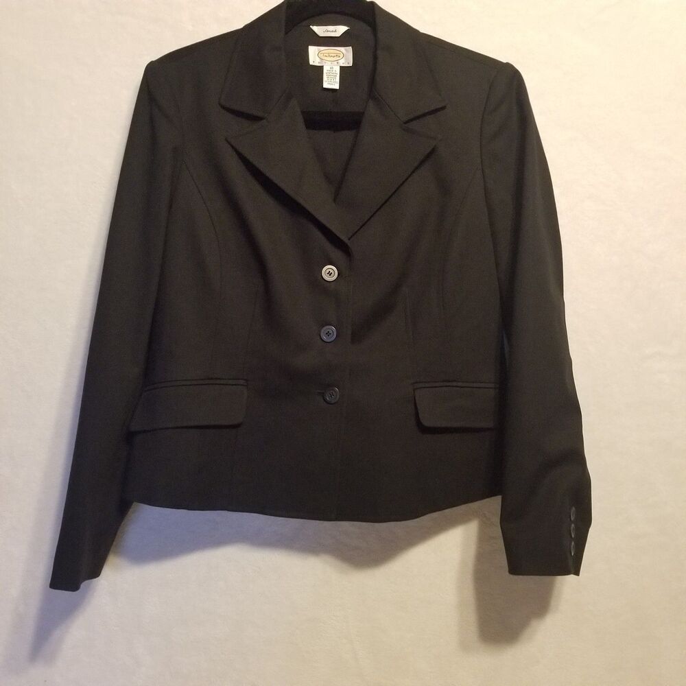 Talbot's 10P Petite Blazer Jacket Black Vintage Short 3 Button Classic Office